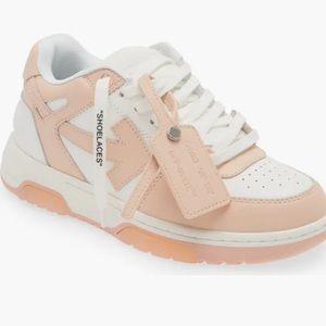 RARE: Off White Out of Office Sneaker in pink and white, size 40. Ret: $800
